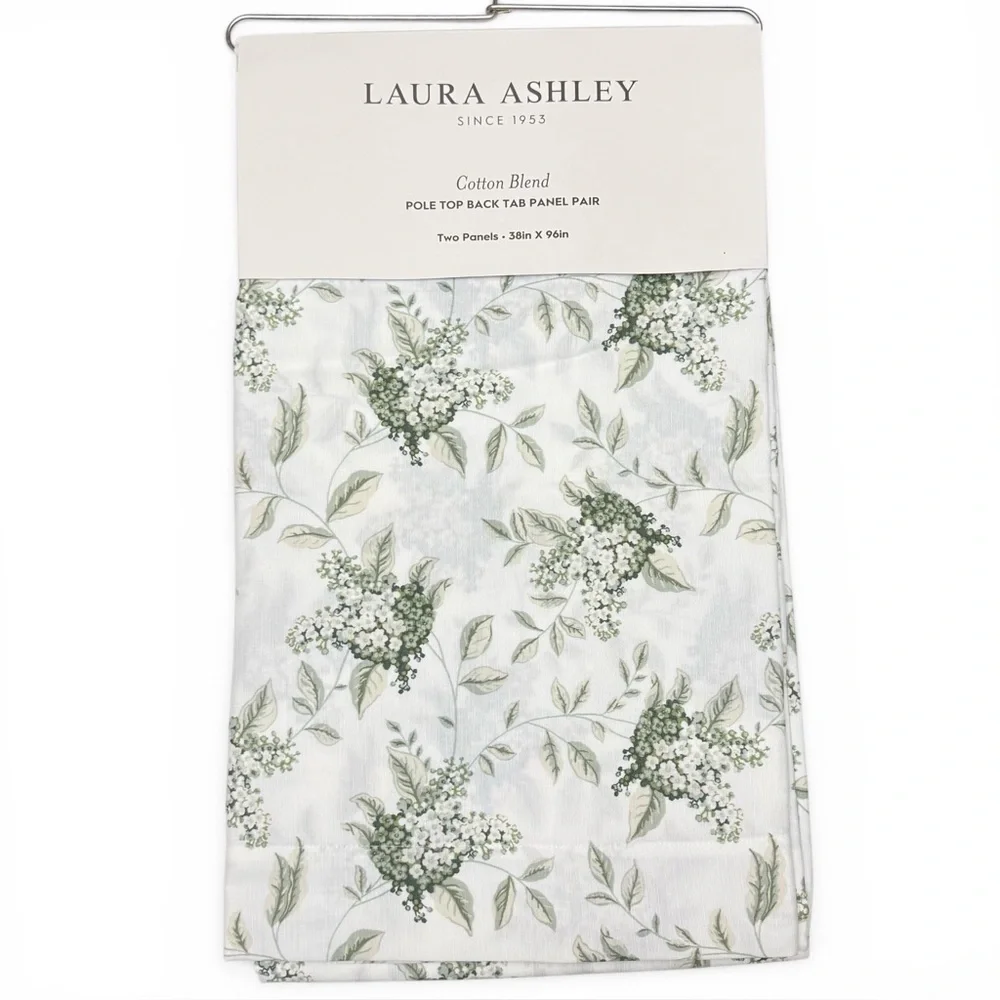 Laura Ashley Green Lilac Portland Floral Set of 2 Curtain Panels 38x96 in. NEW